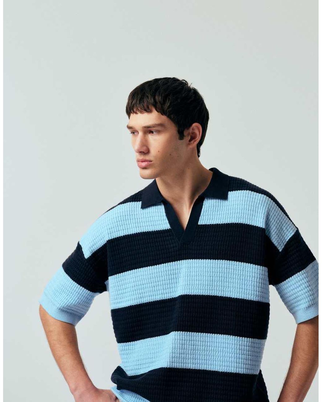ASOS Multicolor Relaxed Knitted Notch Neck Polo for men