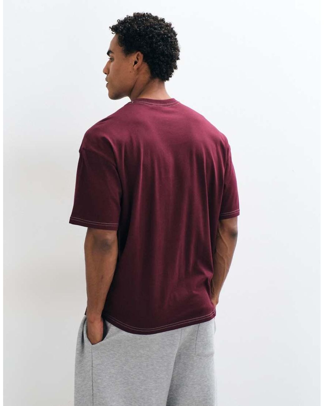 Adidas Originals Purple Trefoil Essentials Contrast Stitch T-Shirt for men