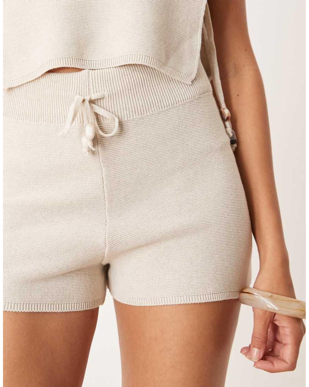 ASOS Natural Co-ord Knit Linen Mix Shorts