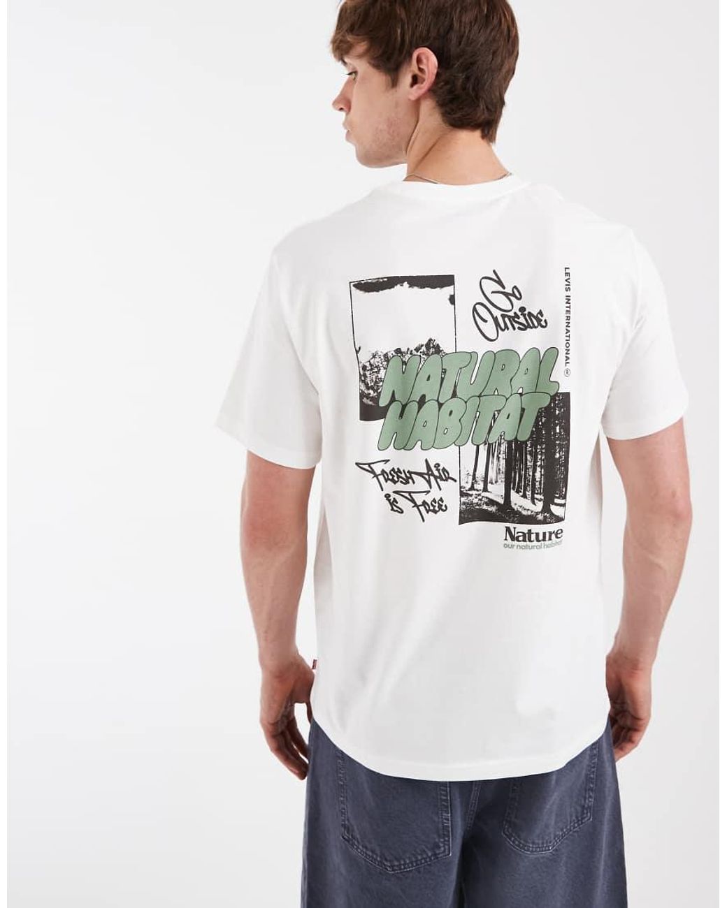 Levi's White Relaxed Back Graphic Print T-Shirt for men