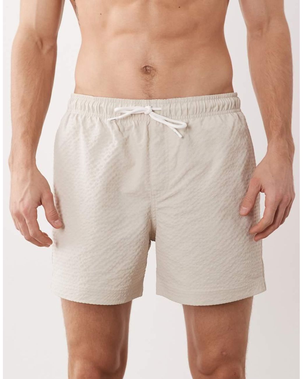 Jack & Jones Natural Seersucker Swim Shorts for men