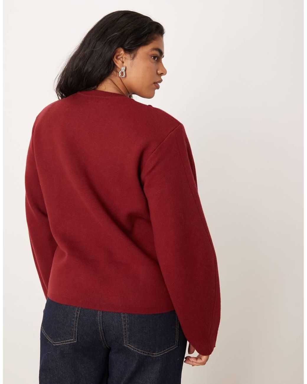ASOS Asos Design Curve Structured Waisted Jumper With Shoulder Pads