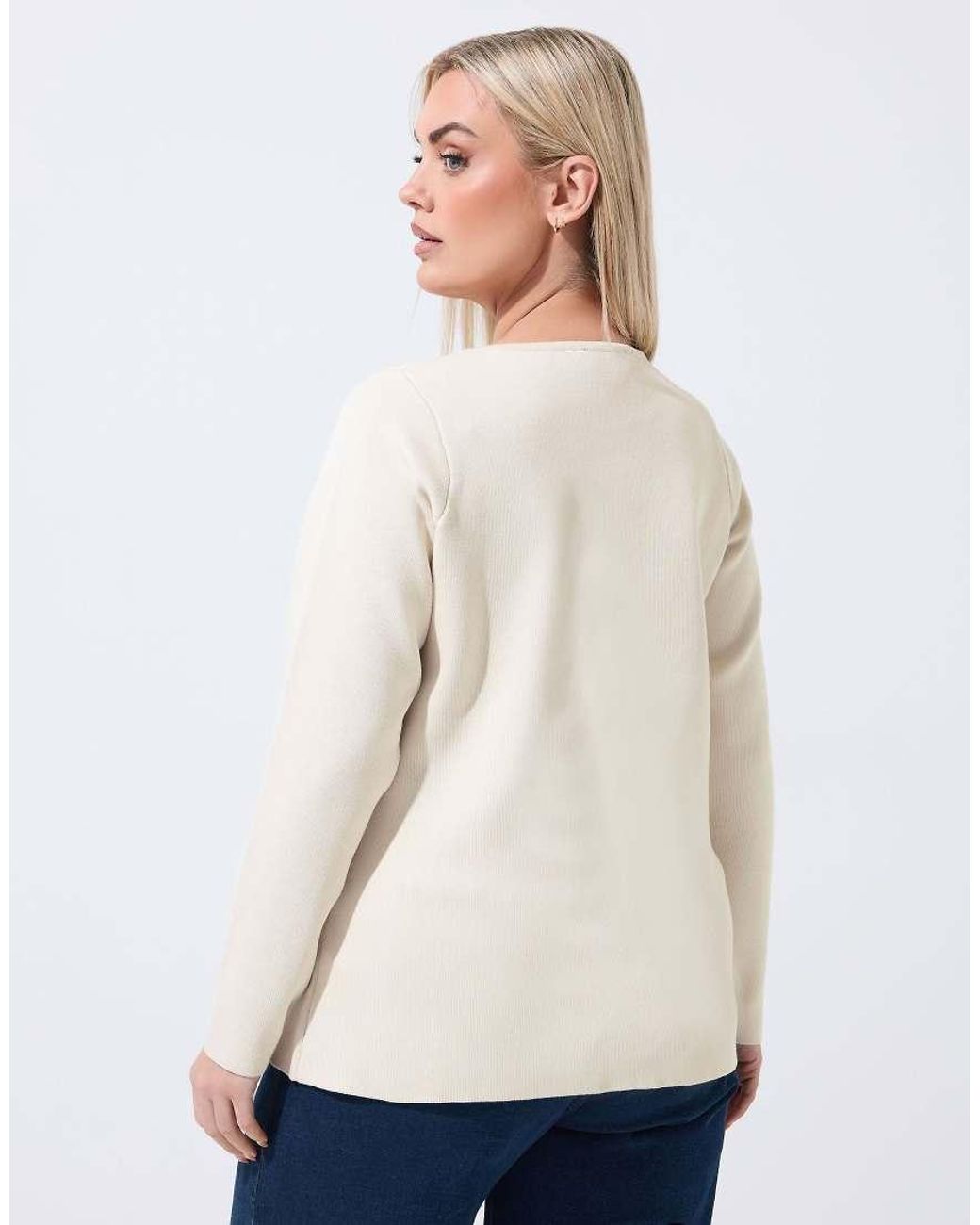 Yours Clothing White Long Sleeve Knitted Top