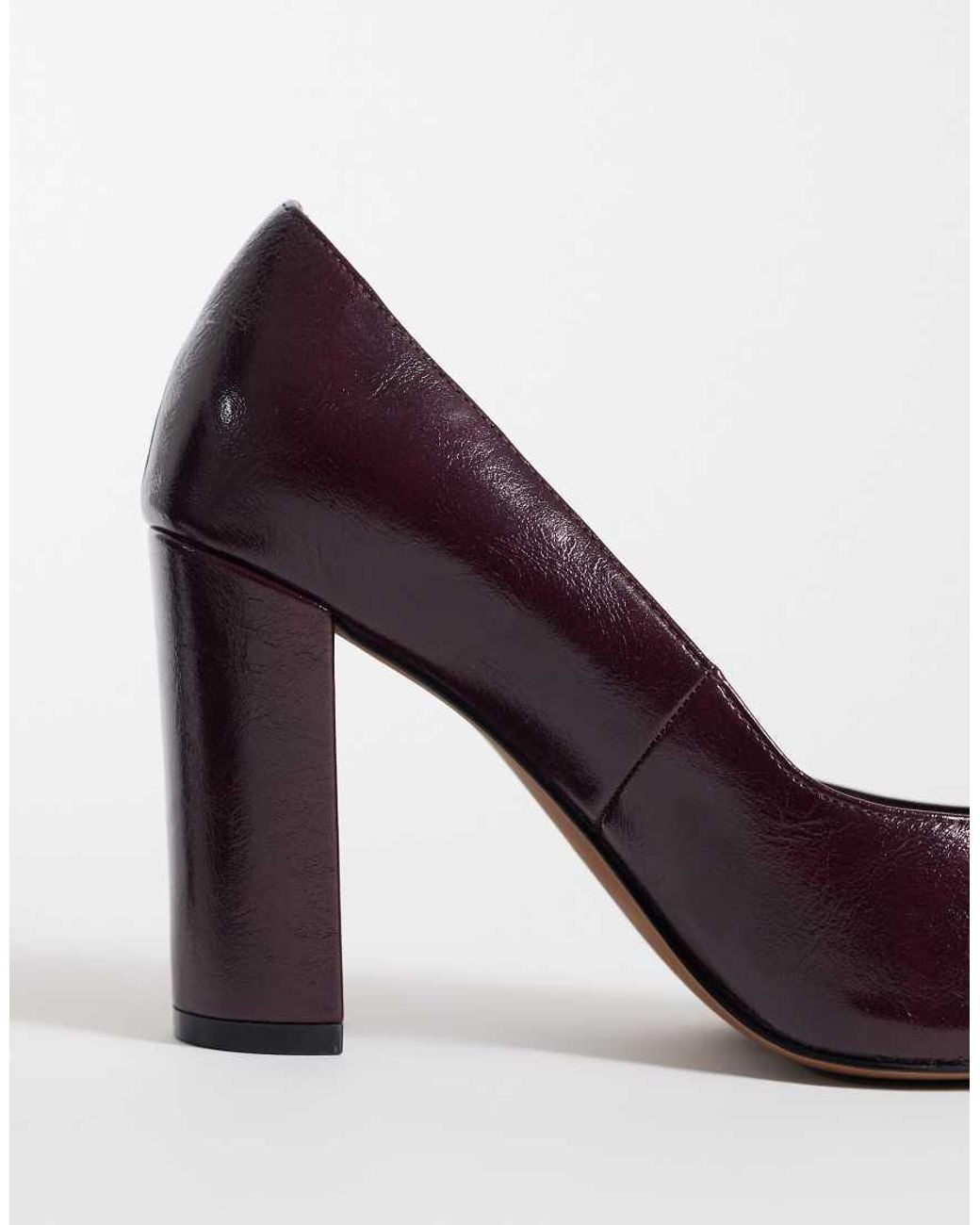 Asos Design Wide Fit Purple Panda High Block Heel Court Shoes