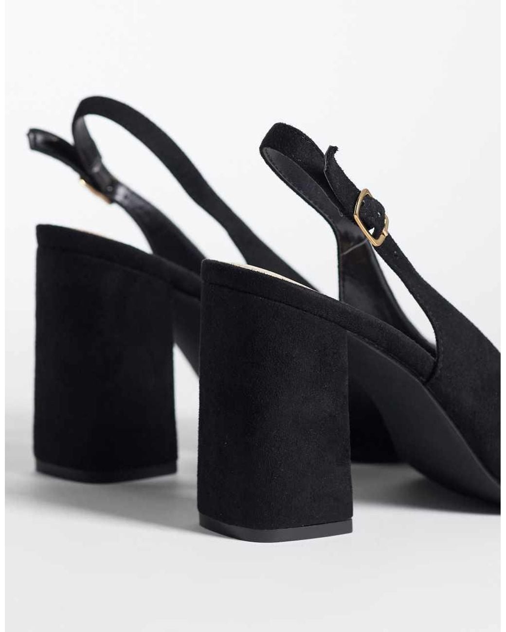 SEQWL Black Hogan Sling Back Block Heeled Sandals