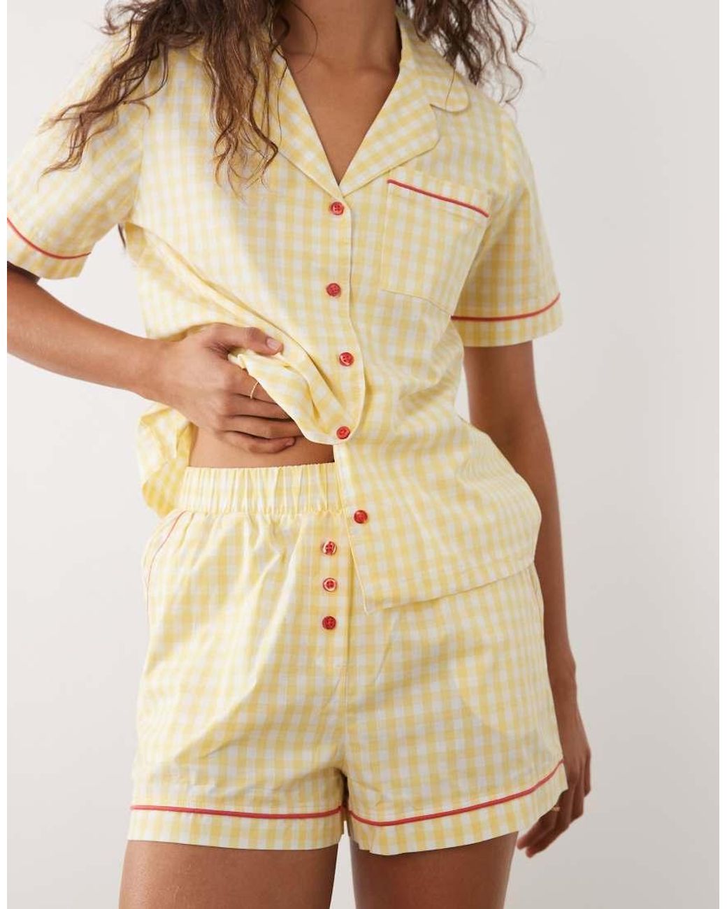Threadbare Natural Shirt And Shorts Pajama Set