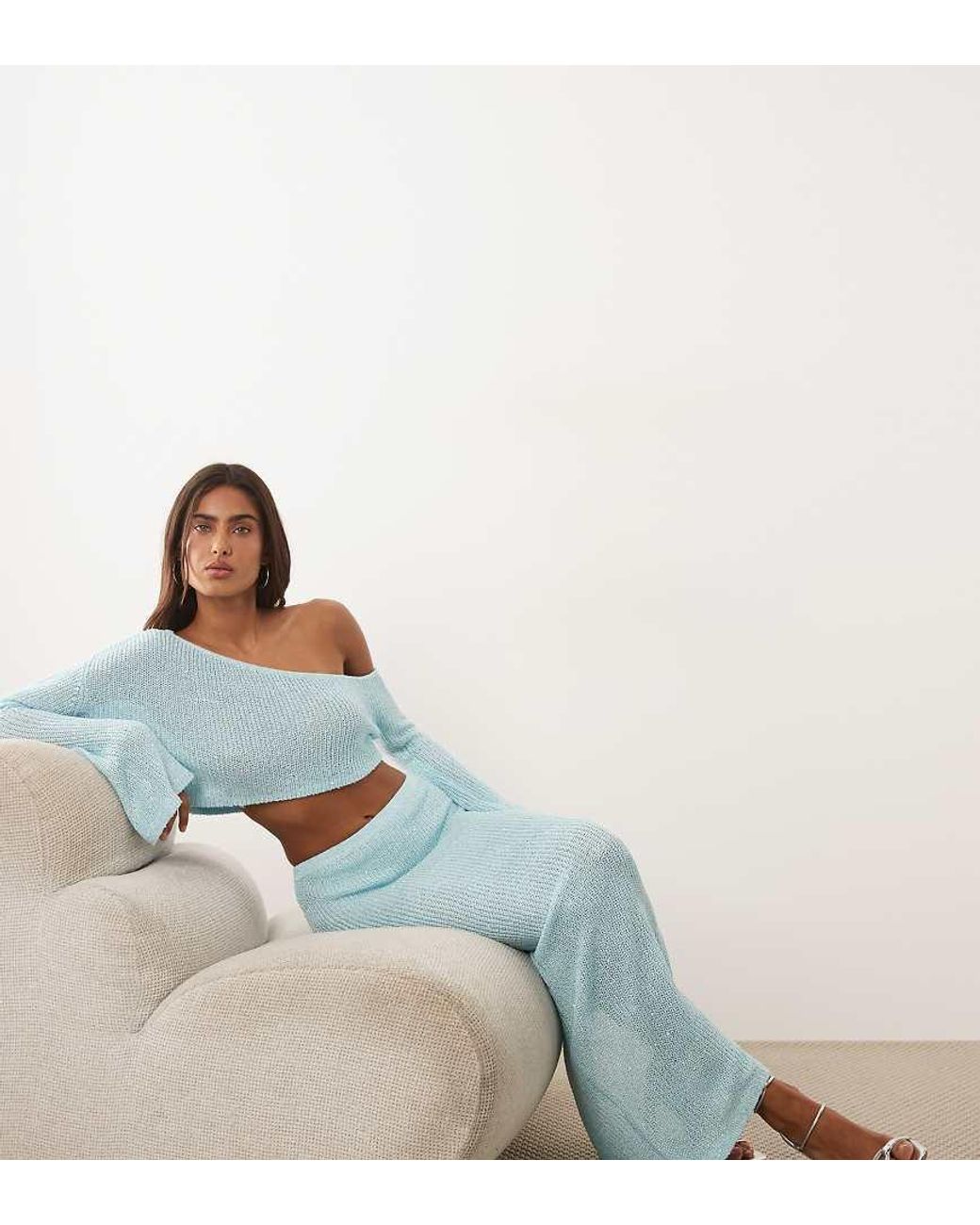 Wanderdoll Blue Gigi Metallic Knit Beach Maxi Skirt