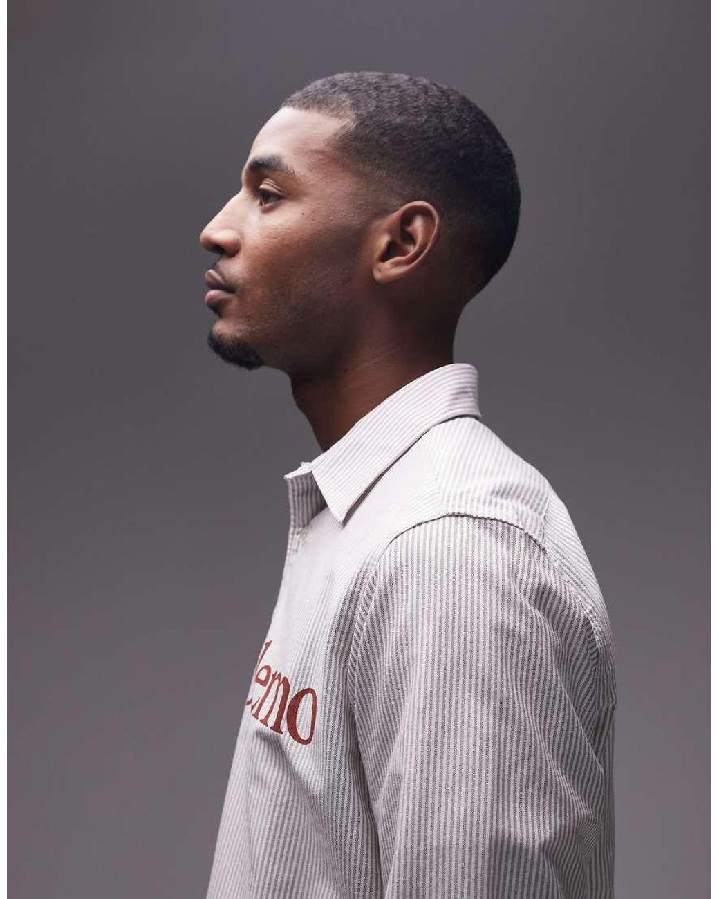 No Problemo Gray Logo Long Sleeve Cotton Oxford Shirt for men