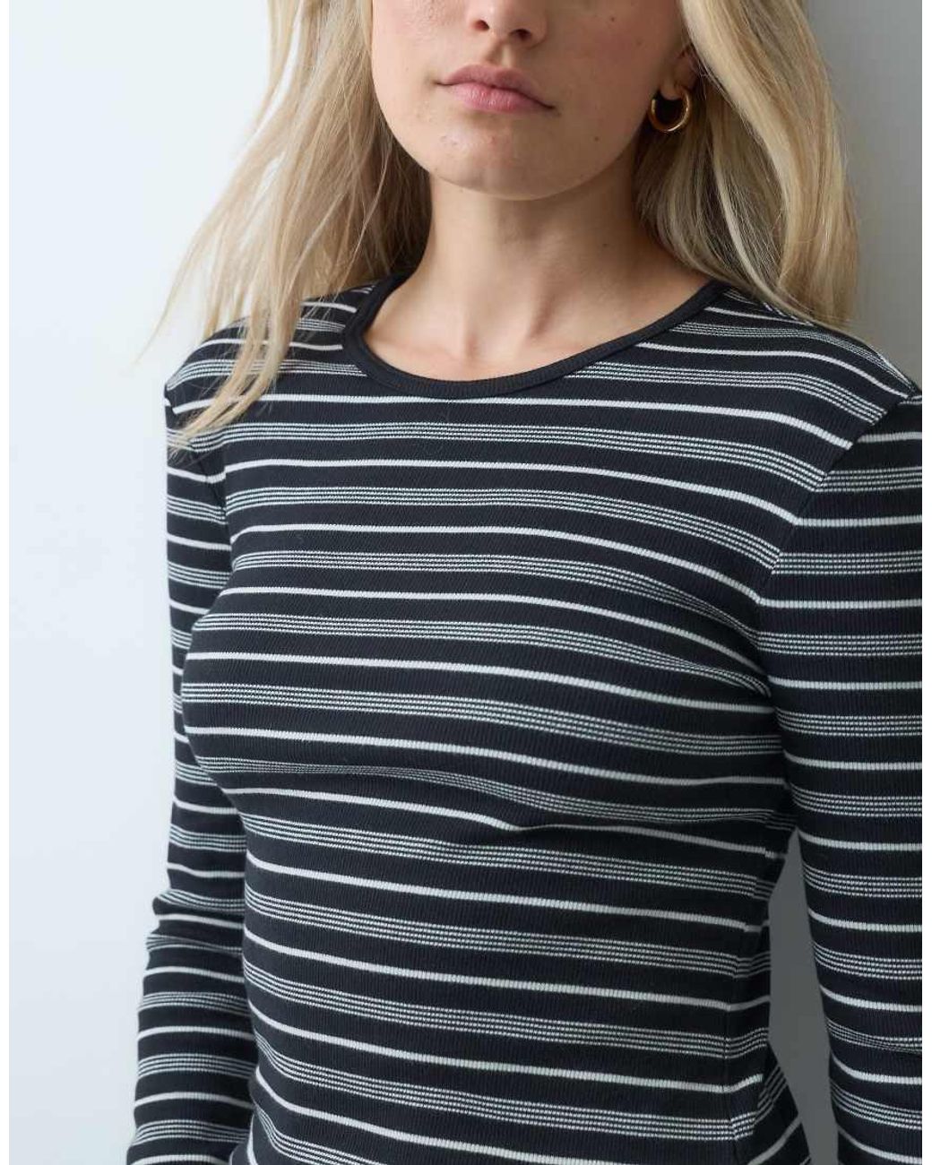 & Other Stories Blue Rib Long Sleeve T-shirt