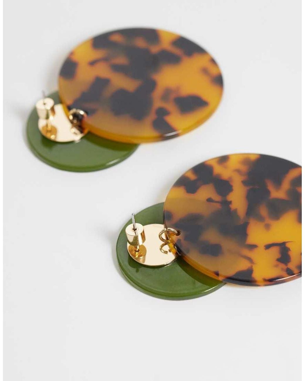 ASOS Green Earrings With Double Drop Faux-shell Discs
