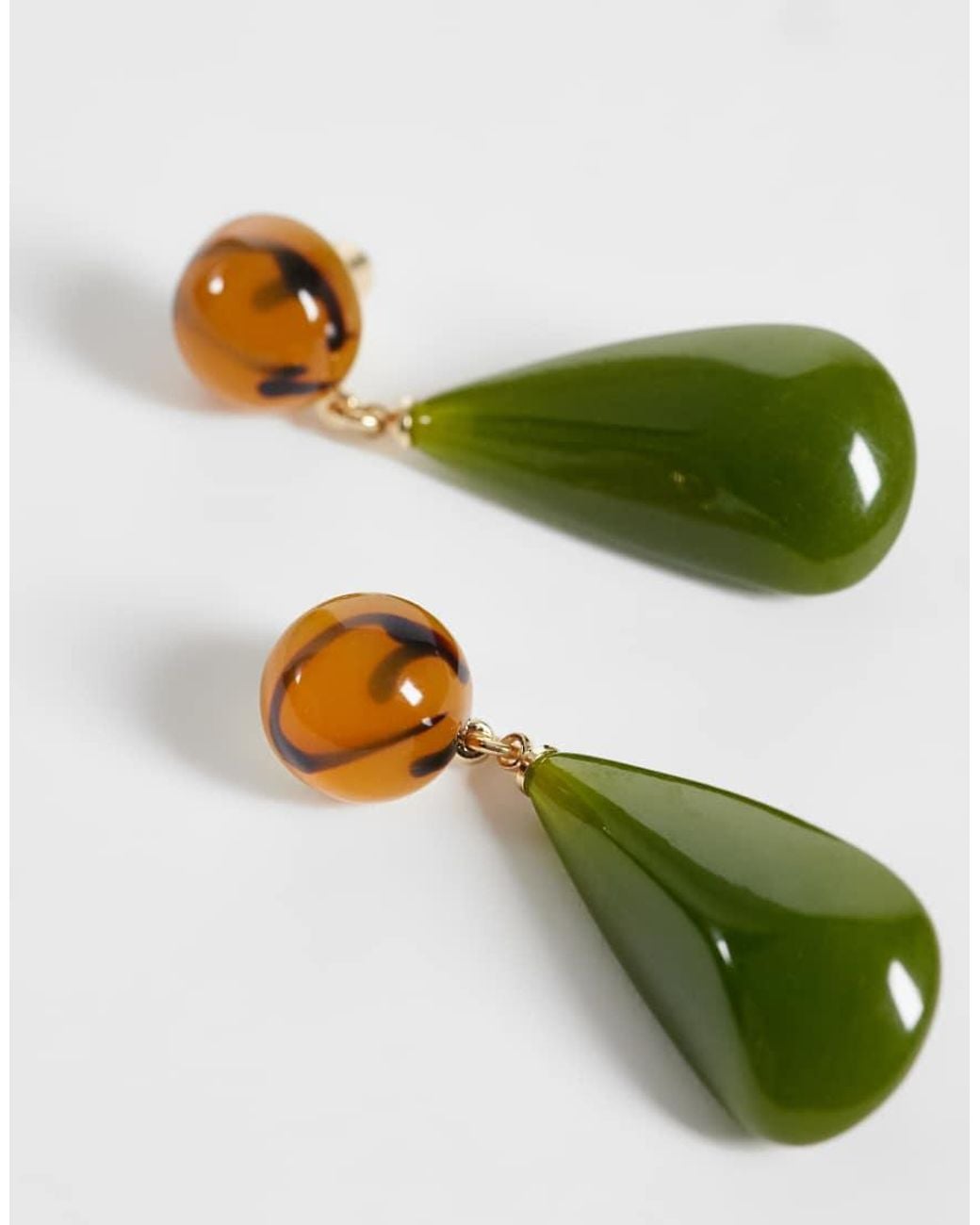 ASOS Green Sleek Pendant Earrings