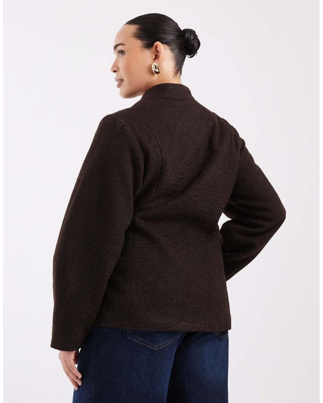 Vero Moda Black Textured Wool-touch Tie Side Jacket