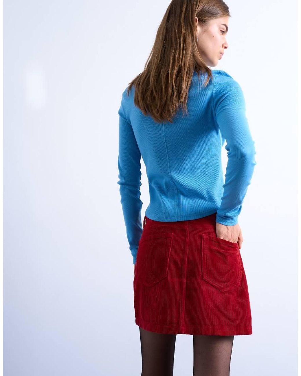 TOPSHOP Red Cord Mini Pelmet Skirt