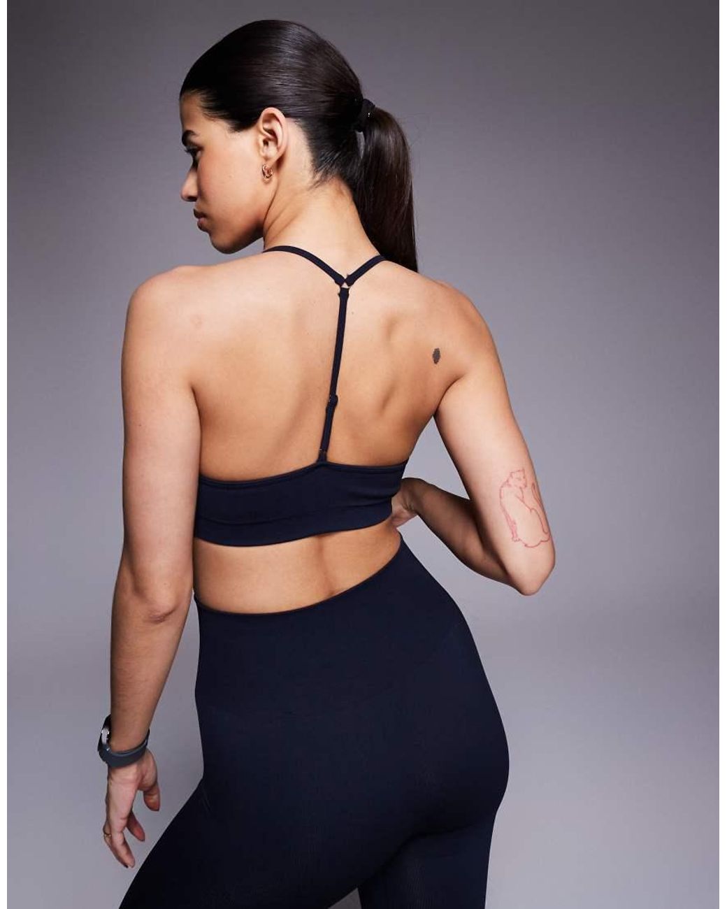 4505 Blue Seamless Baby Rib Light Support Sports Bra