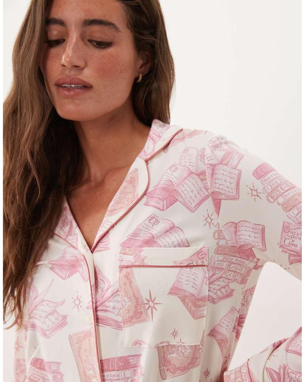 Chelsea Peers Pink Super Soft Button-up Pyjama Set