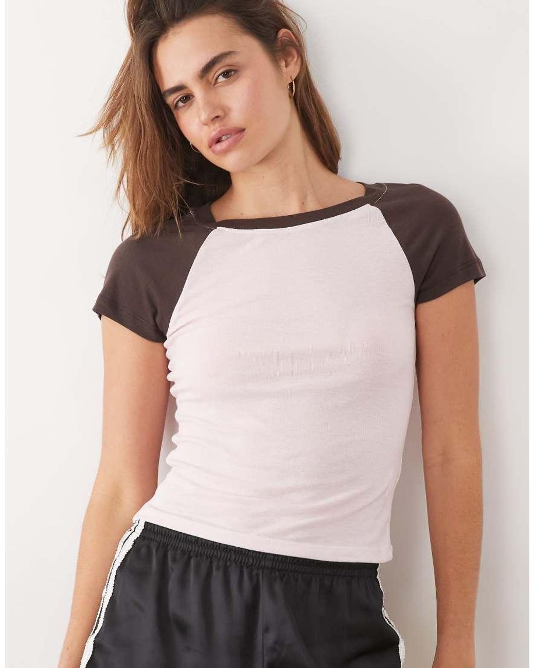 New Look Natural Contrast Raglan Tee