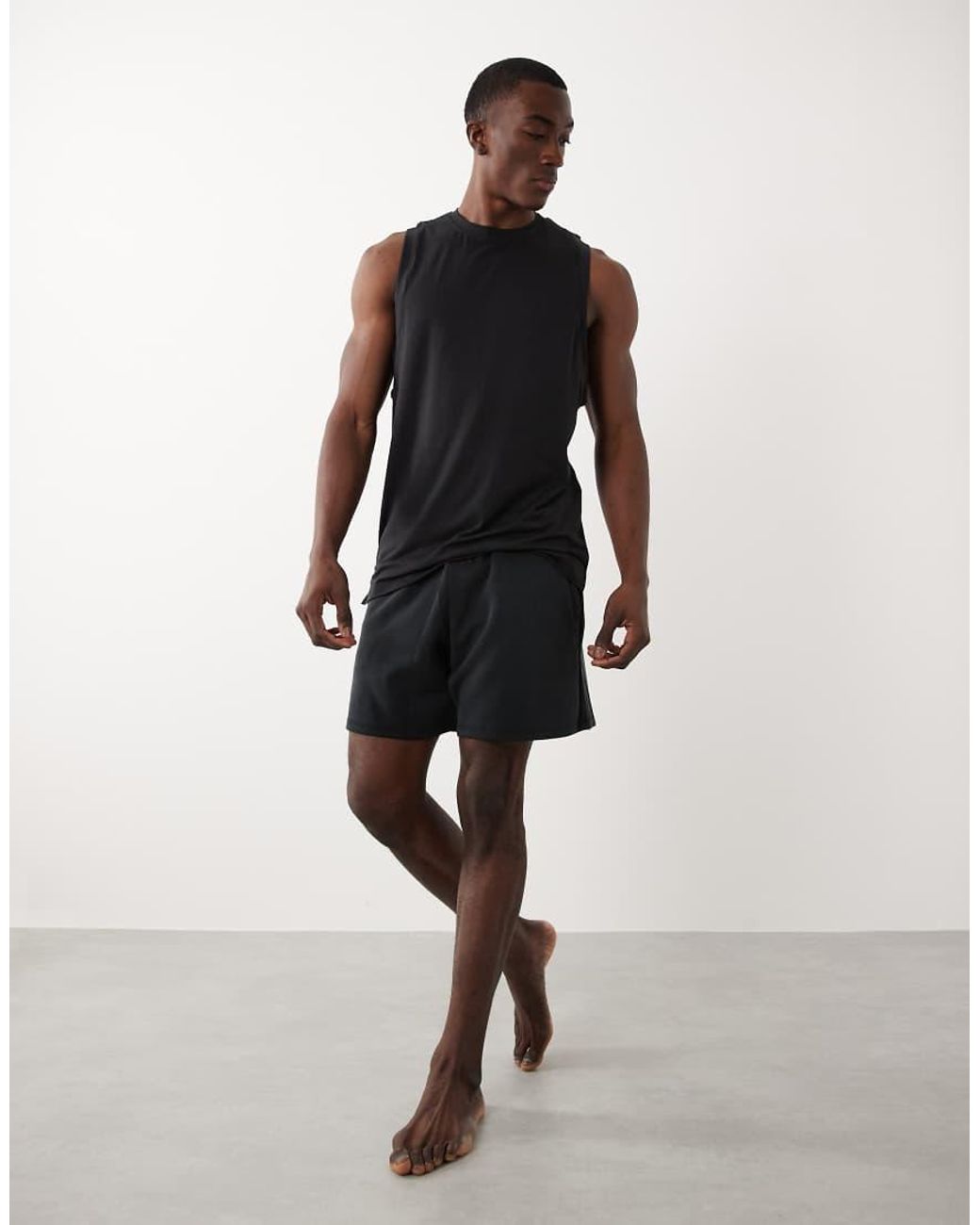4505 Black Performance Dropped Armholes Quick Dry Jersey Training Tank Top for men