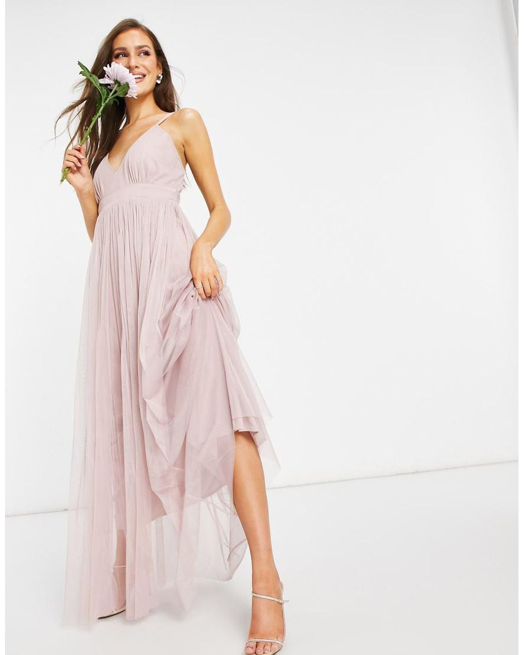 ANAYA With Love Bridesmaid Tulle Plunge Front Maxi Dress in Pink | Lyst UK ANAYA With Love Bridesmaid Tulle Plunge Front Maxi Dress in Pink | Lyst UK