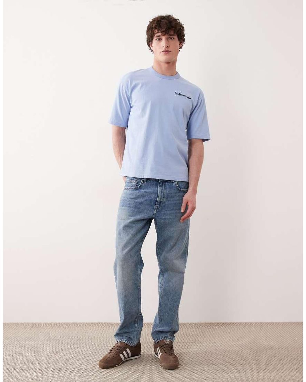 Polo Ralph Lauren Blue Chest Script Logo Heavyweight Cotton T-Shirt for men