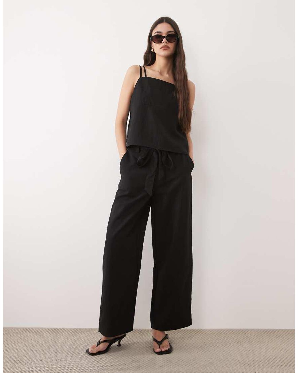 Mango Black Espresso Square Neck Strappy Cami Top Co-Ord