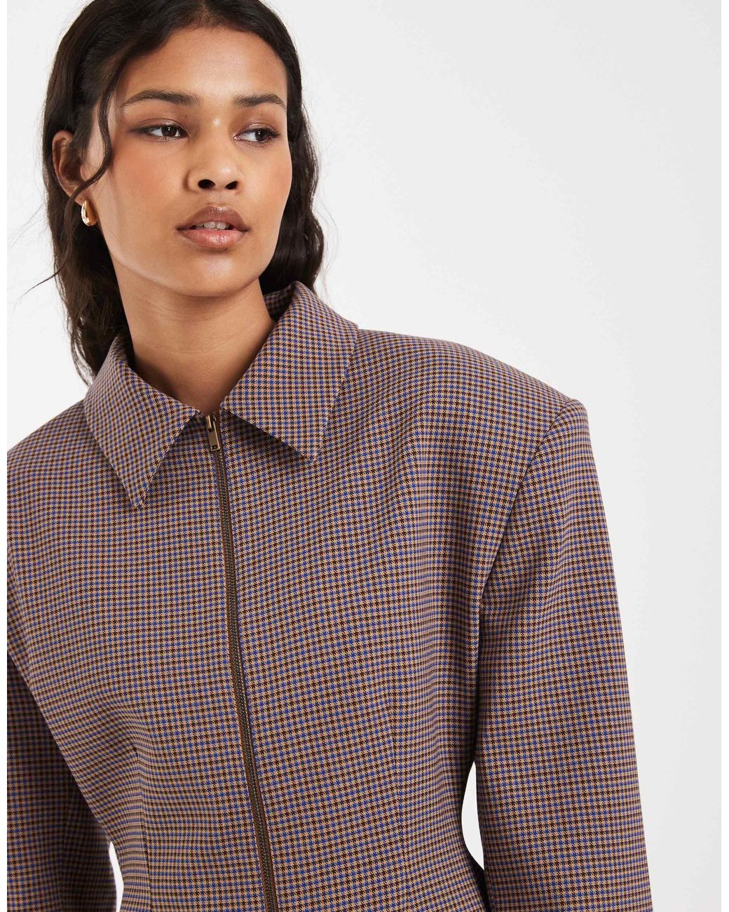 ASOS Brown Zip Up Cinch Tailored Blazer