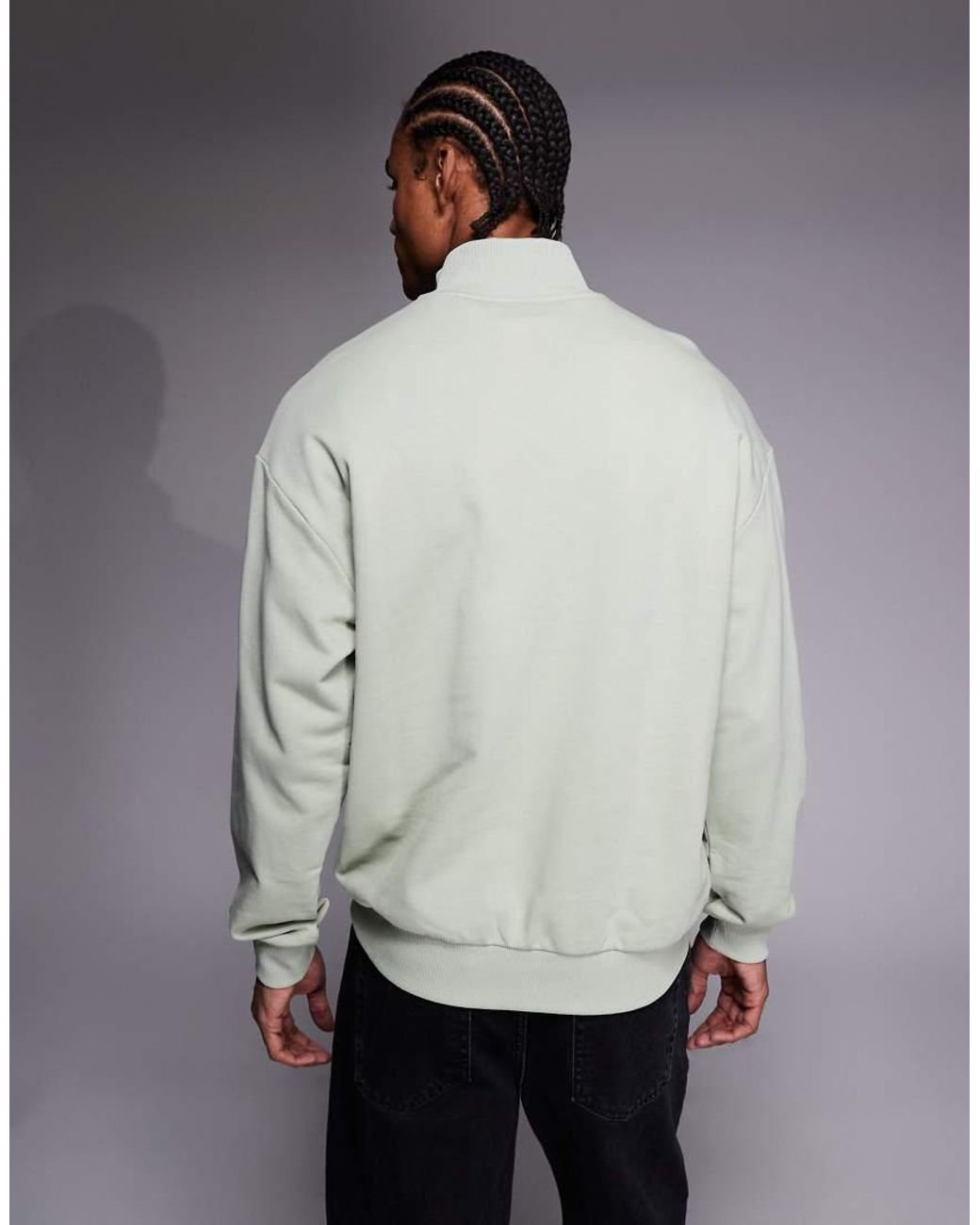 HUGO Gray Hugo Neeler Half Zip Sweatshirt for men