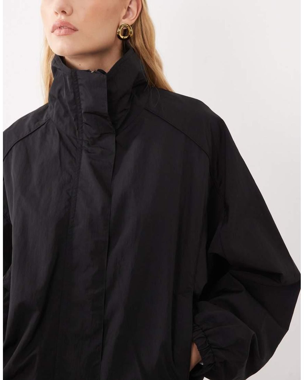 ARKET Black Funnel Neck Sporty Bomber Jacket