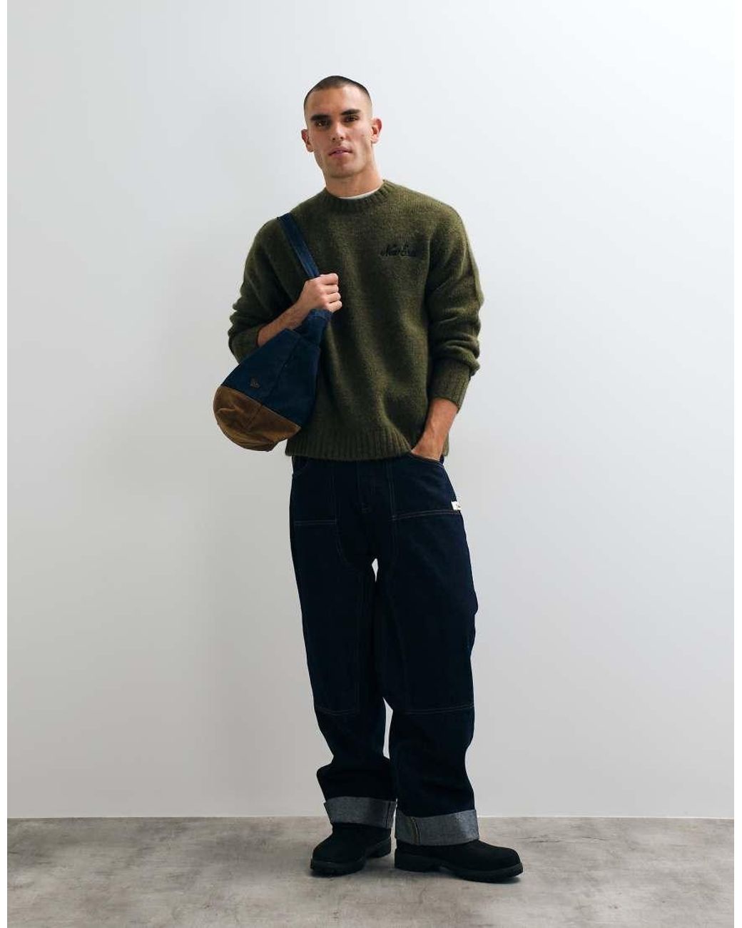 KTZ Green Simple Script Logo Knitted Crewneck Jumper for men