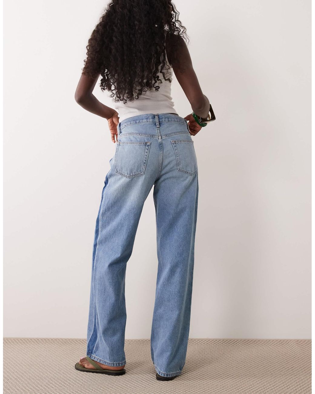 Mango Blue Ruby 100% Cotton Side Panel Straight Jeans