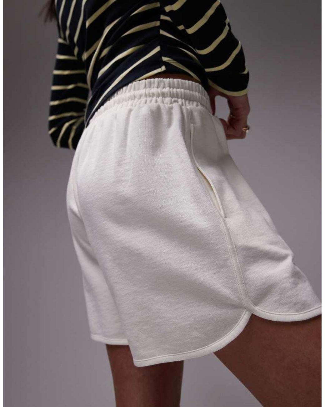 TOPSHOP Gray Pintuck Sweatpants Fabric Shorts
