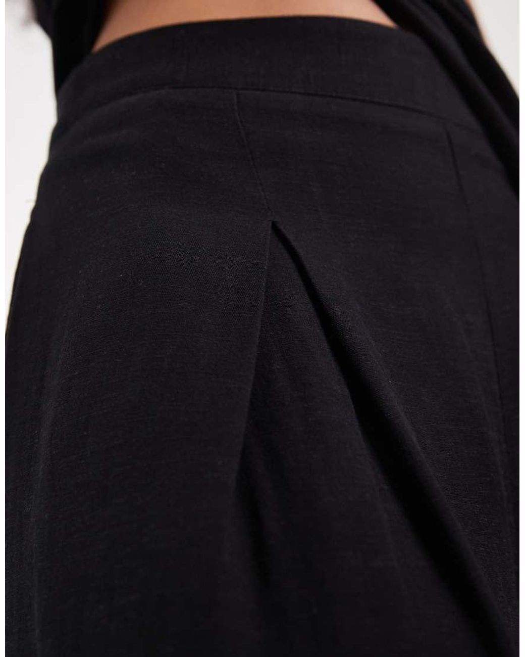 ASOS Blue Linen Blend Wide Leg Pleated Front Pants