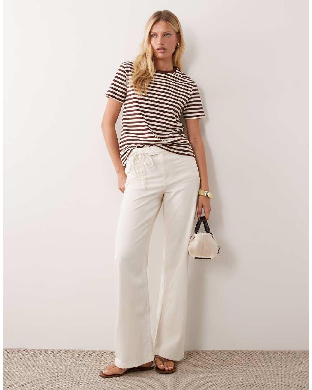 Mango Brown Contrast Trim T-Shirt
