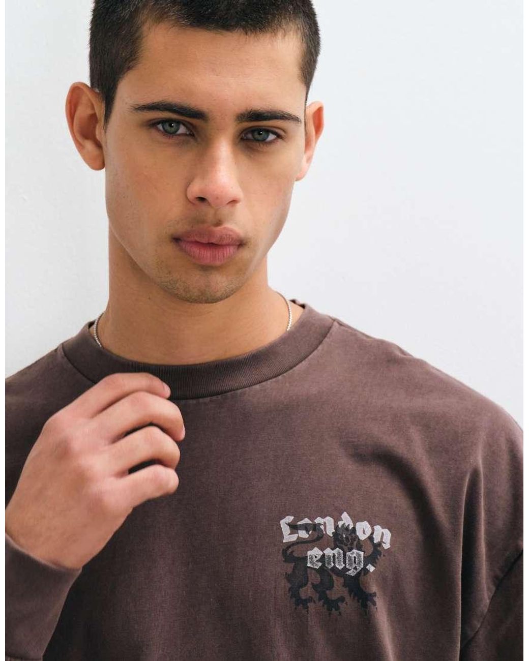 Hollister Brown Back Graphic Long Sleeve T-shirt for men