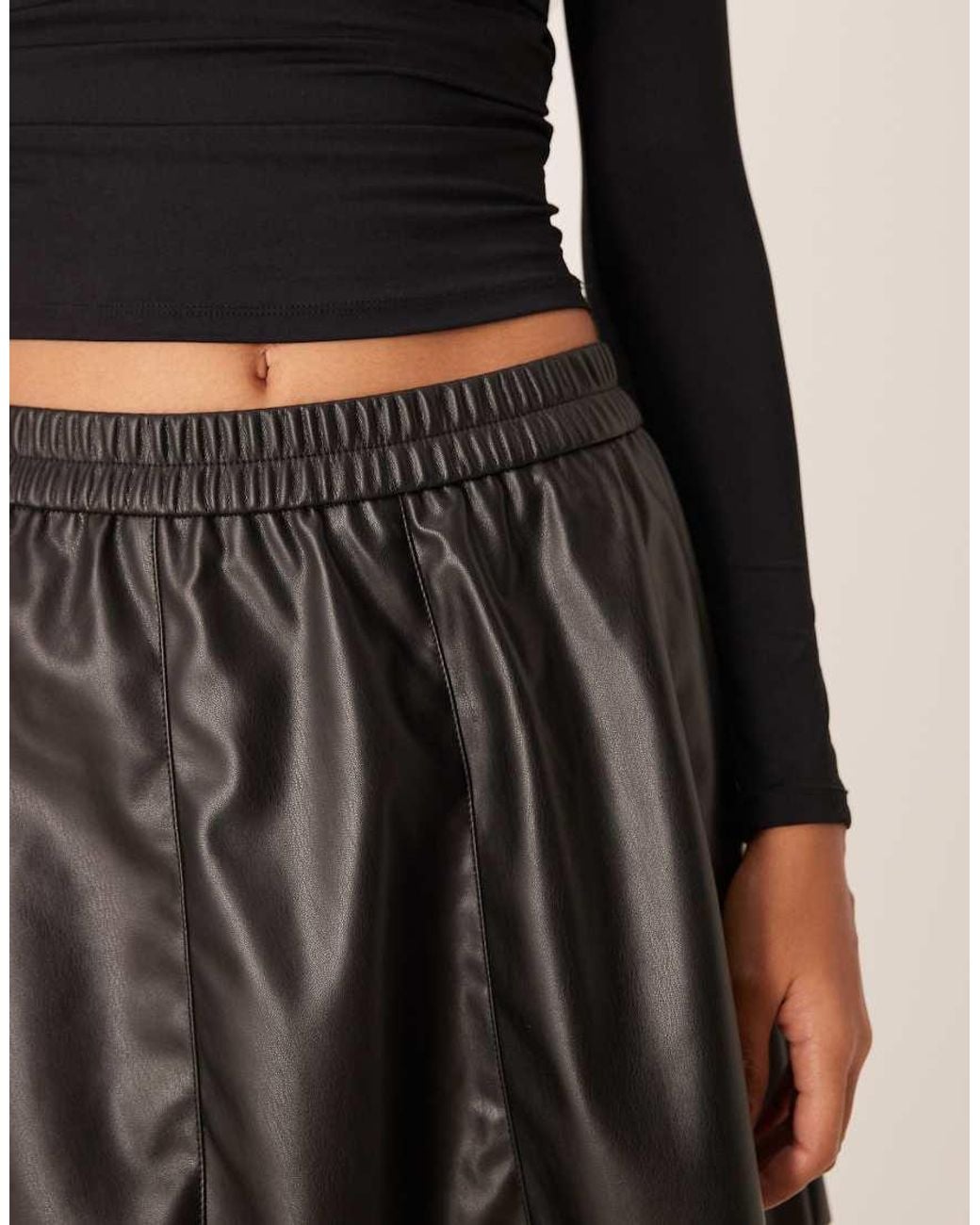 Vila Natural Faux Leather Flippy Mini Skirt