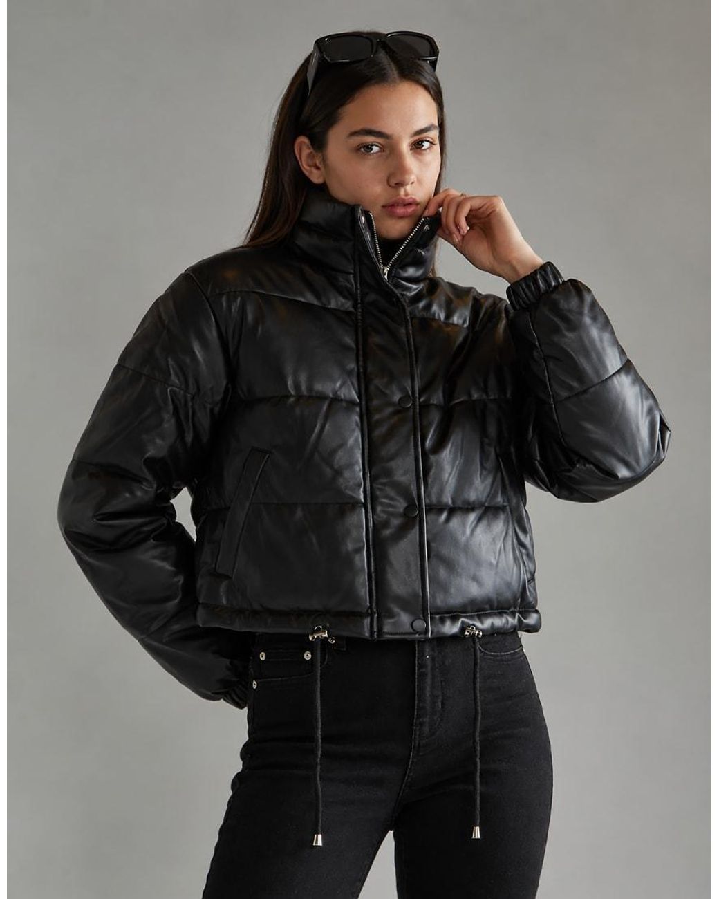Glamorous Black Puffer Cropped-Jacket