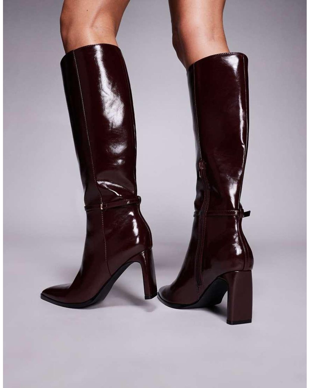 Forever New Brown Ankle Strap Knee High Boots