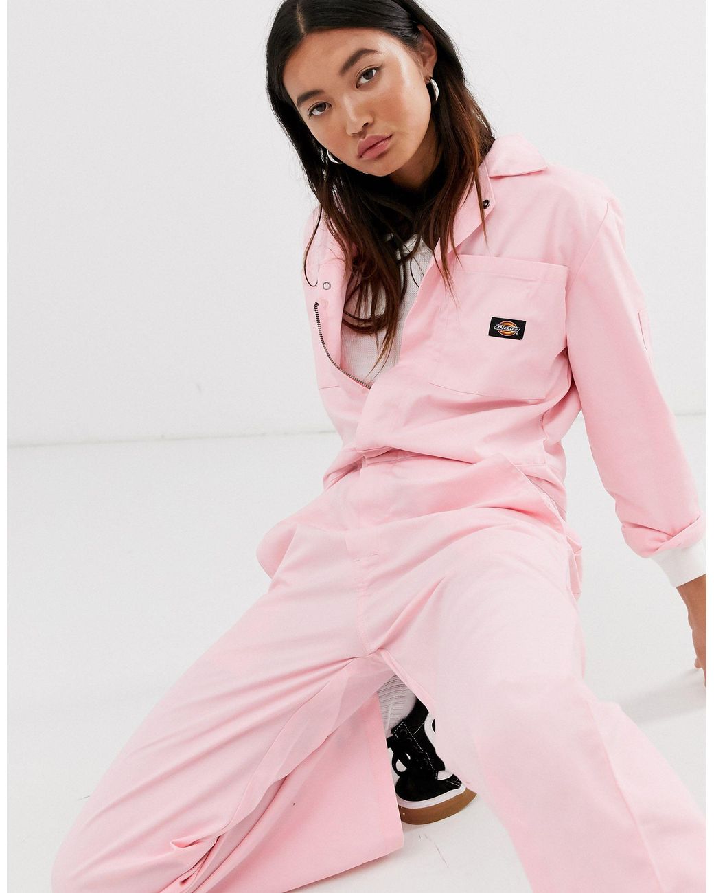 Dickies Relaxed Boiler Suit With Woven Badge in Pink | Lyst UK