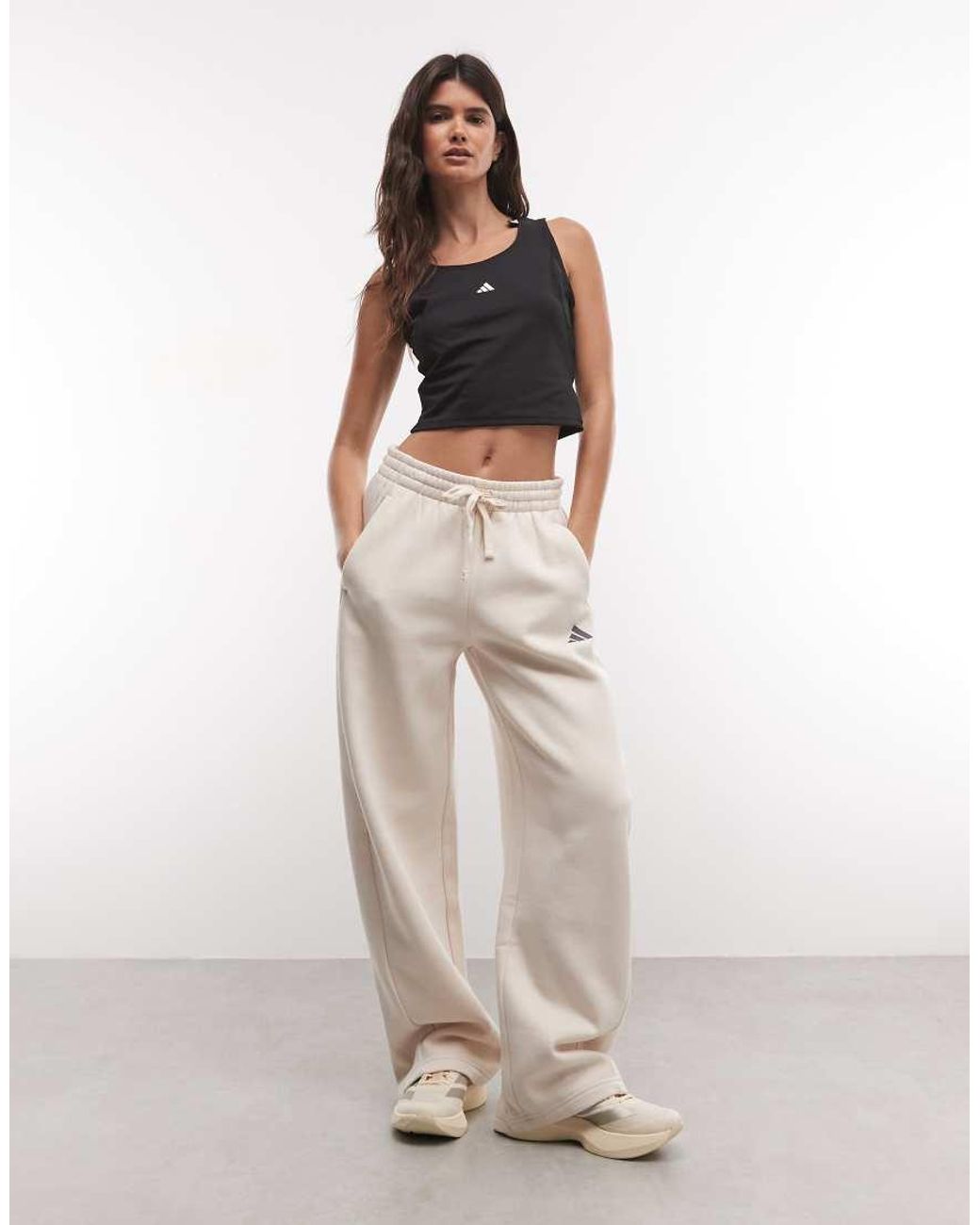 Adidas Originals White Adidas Training Three Stripes Studios Joggers