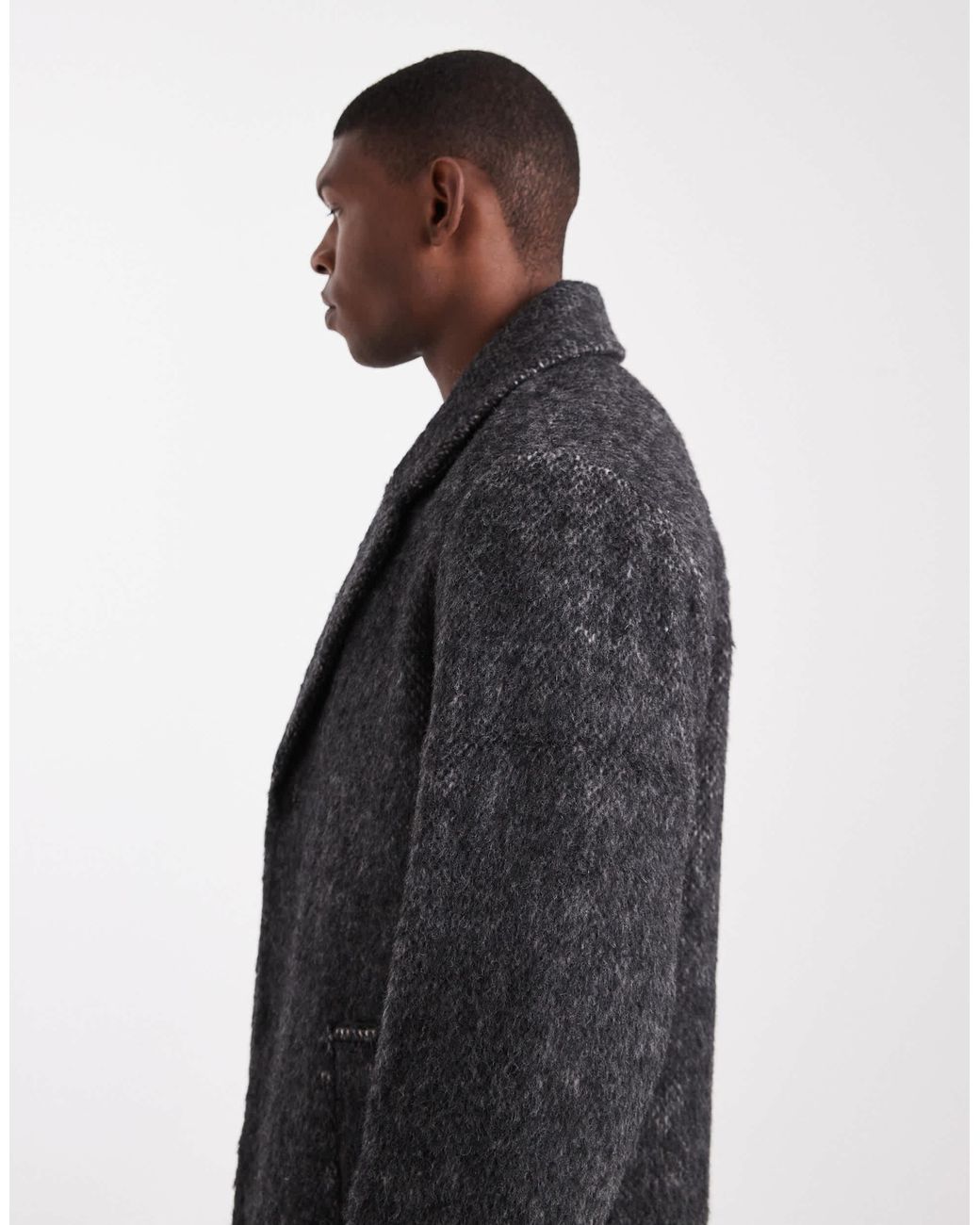 ASOS Black Wool Blend Longline Overcoat for men