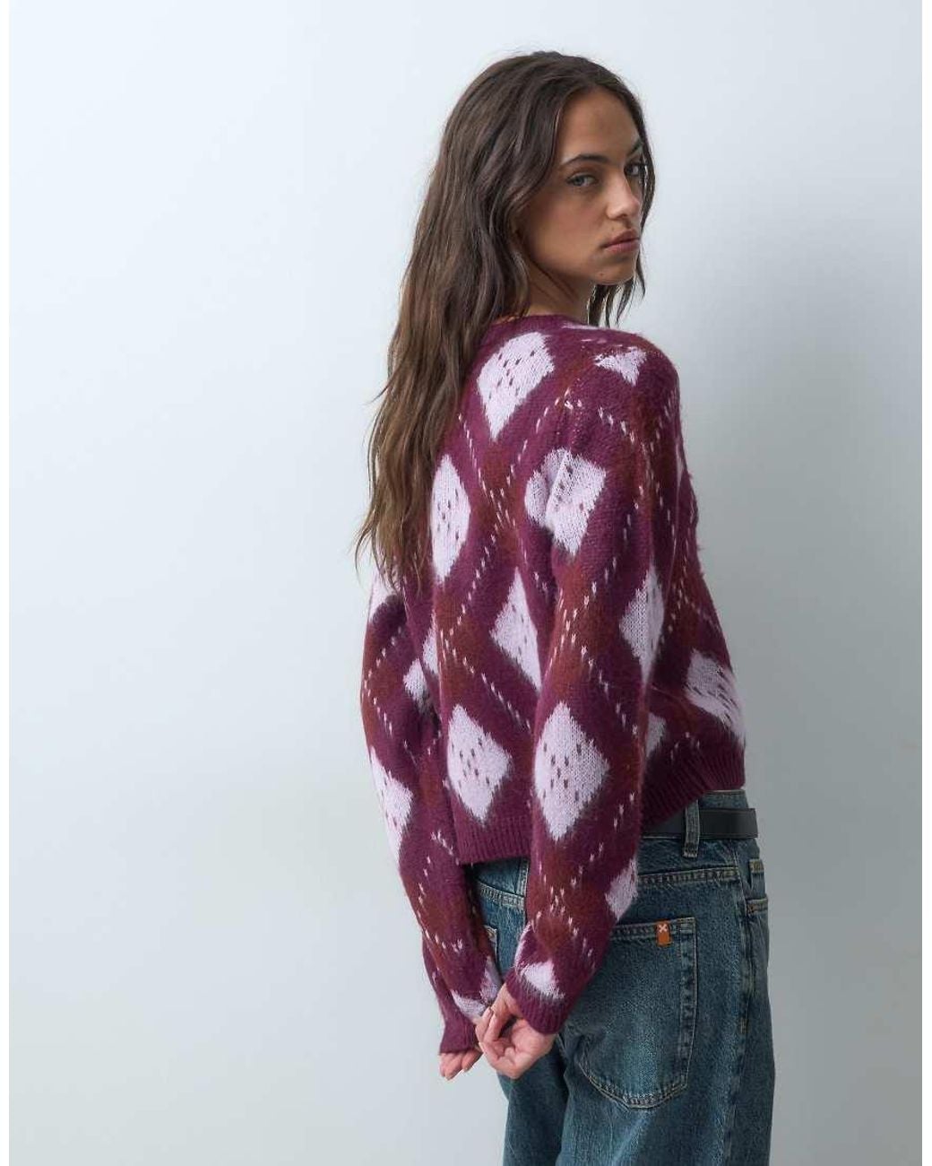 Miss Selfridge Purple Brushed Argle Cardigan