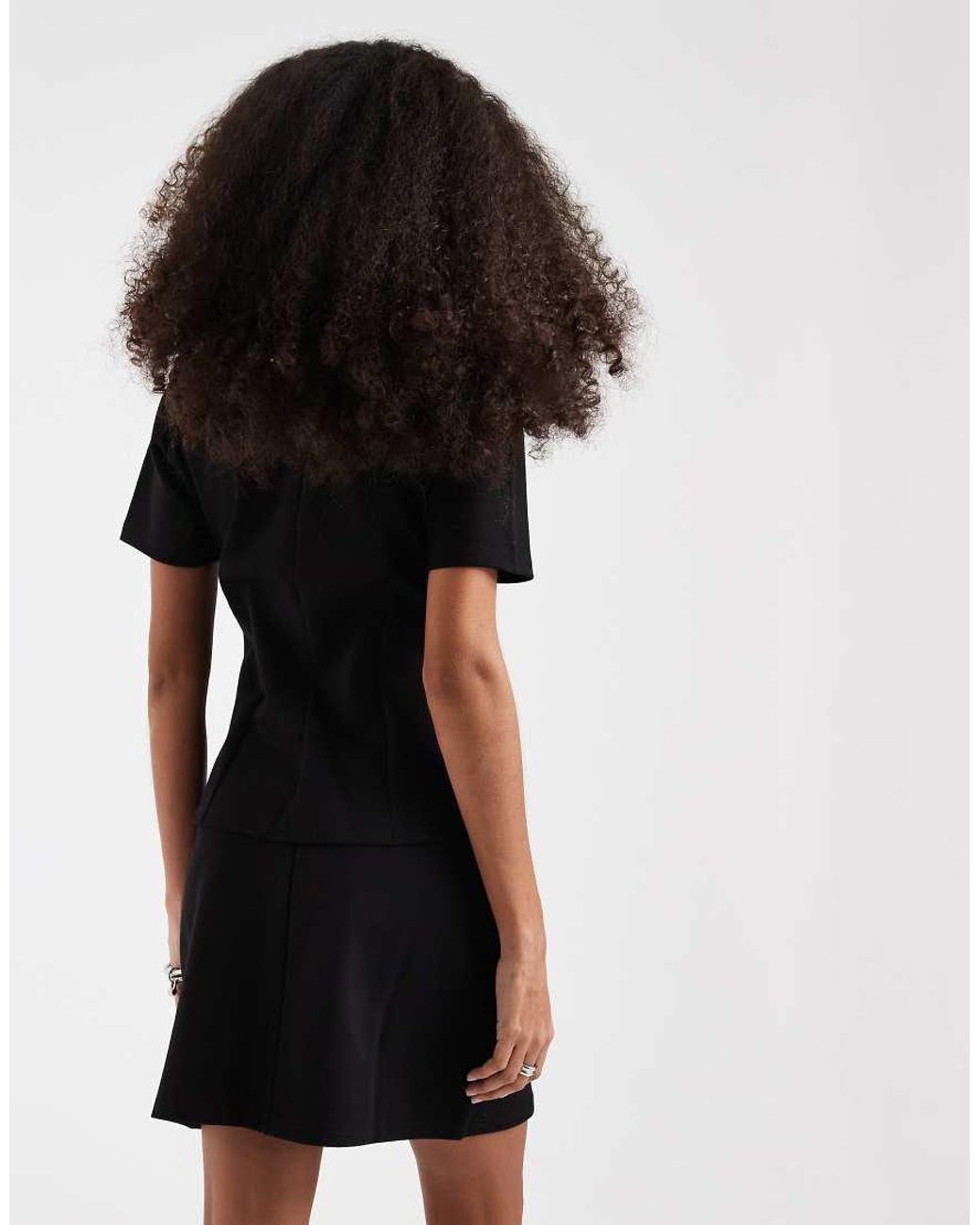 Pieces Black Structured Jersey Mini Skirt Co-Ord