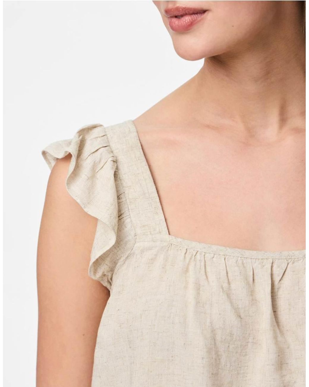 Pieces Natural Sleeveless Top