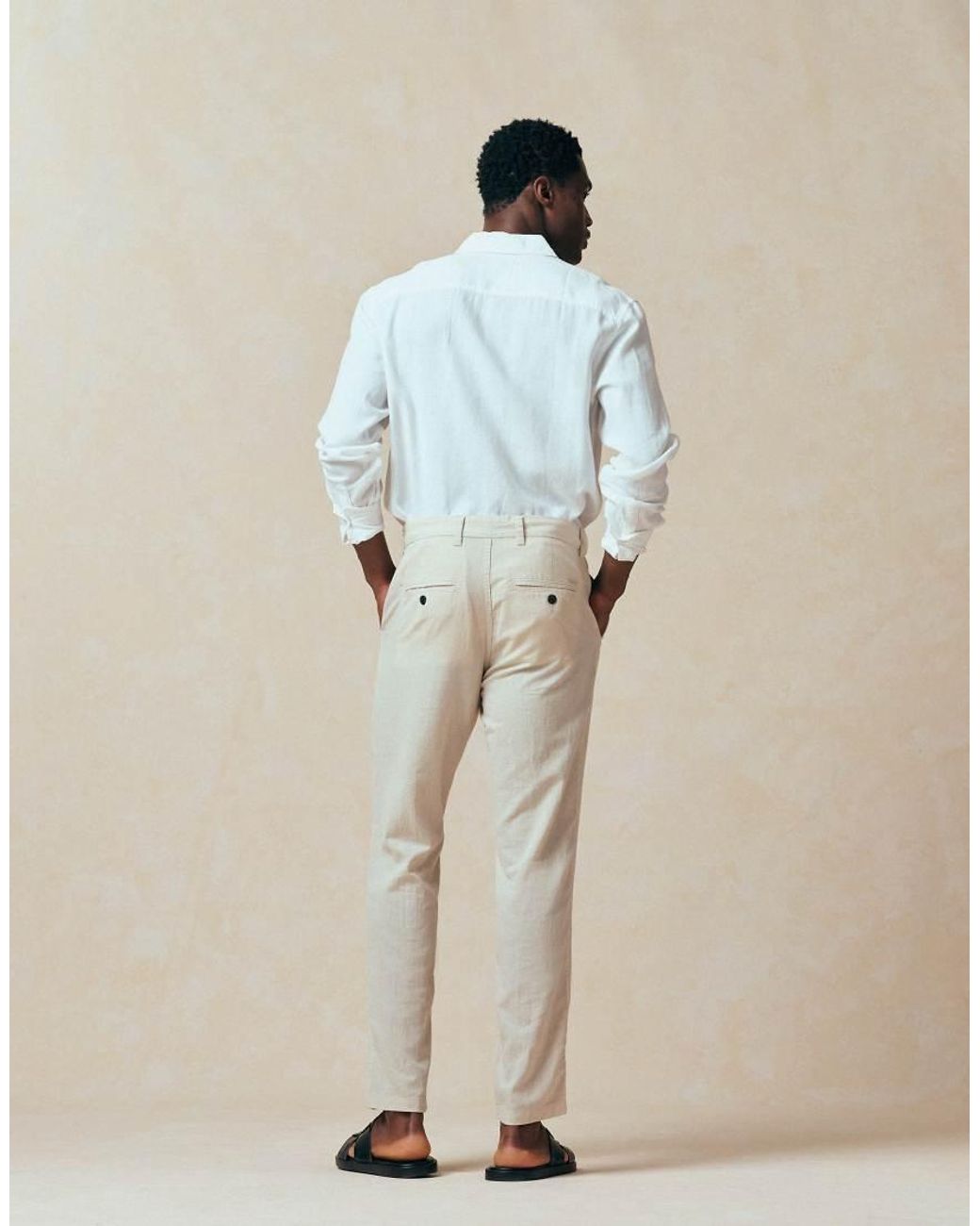 Jack & Jones Natural Linen Blend Trouser for men