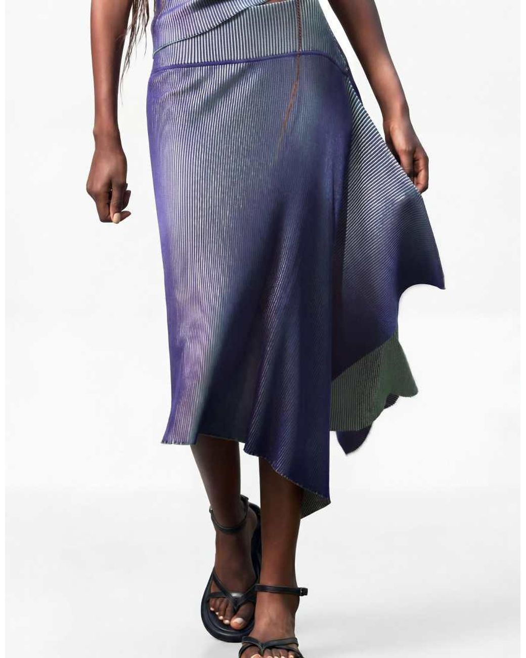 Desigual Blue Long Iridescent Knit Skirt