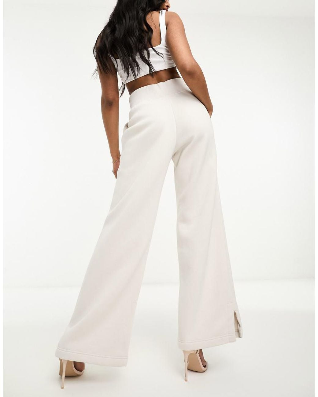 Nike White Phoenix Fleece High Rise Wide Leg Joggers