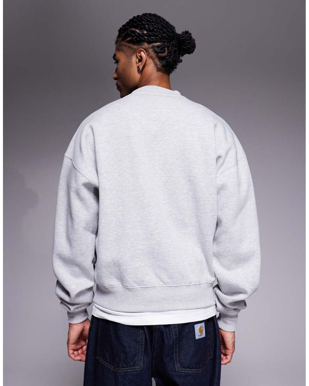 Prohibited Gray Patch Emblem Logo Crew Neck Sweatshirt for men