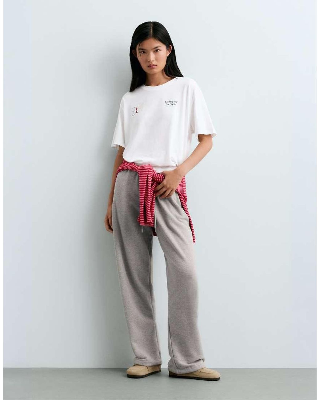 Oysho White Boxy Print Cotton Blend T-Shirt