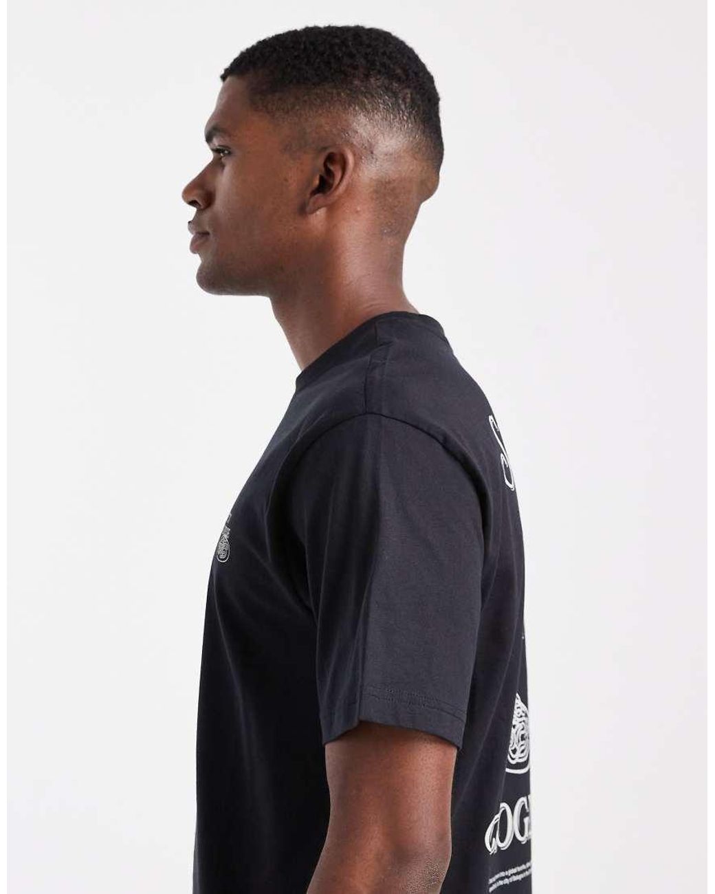 Only & Sons Black Relaxed Fit T-Shirt With Spaghetti Back Print for men
