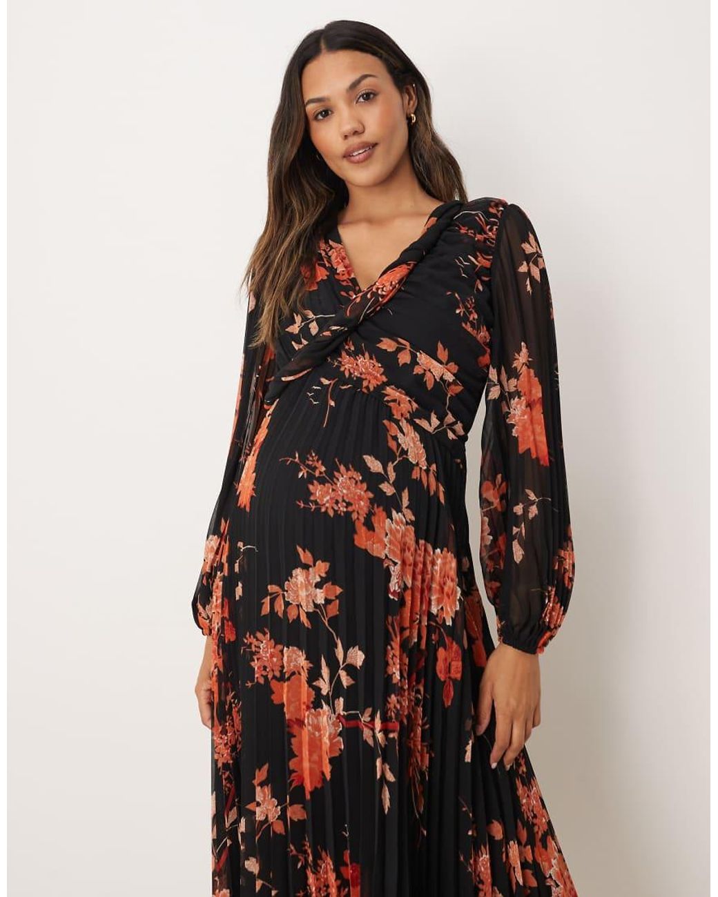 ASOS Multicolor Asos Design Maternity Wrap Pleated Midi Dress