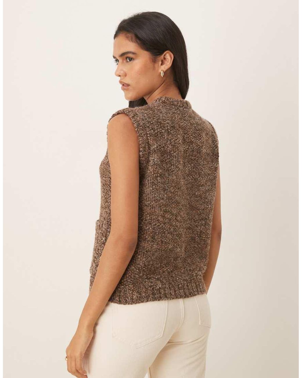 Threadbare Brown Knitted Waistcoat With Buttons